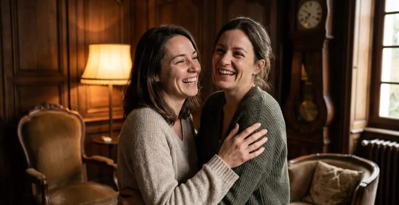 Groupe d'amis partageant un moment complice lors d'une murder party immersive à Bordeaux