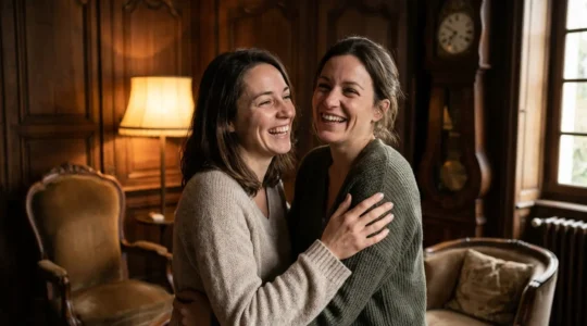 Groupe d'amis partageant un moment complice lors d'une murder party immersive à Bordeaux